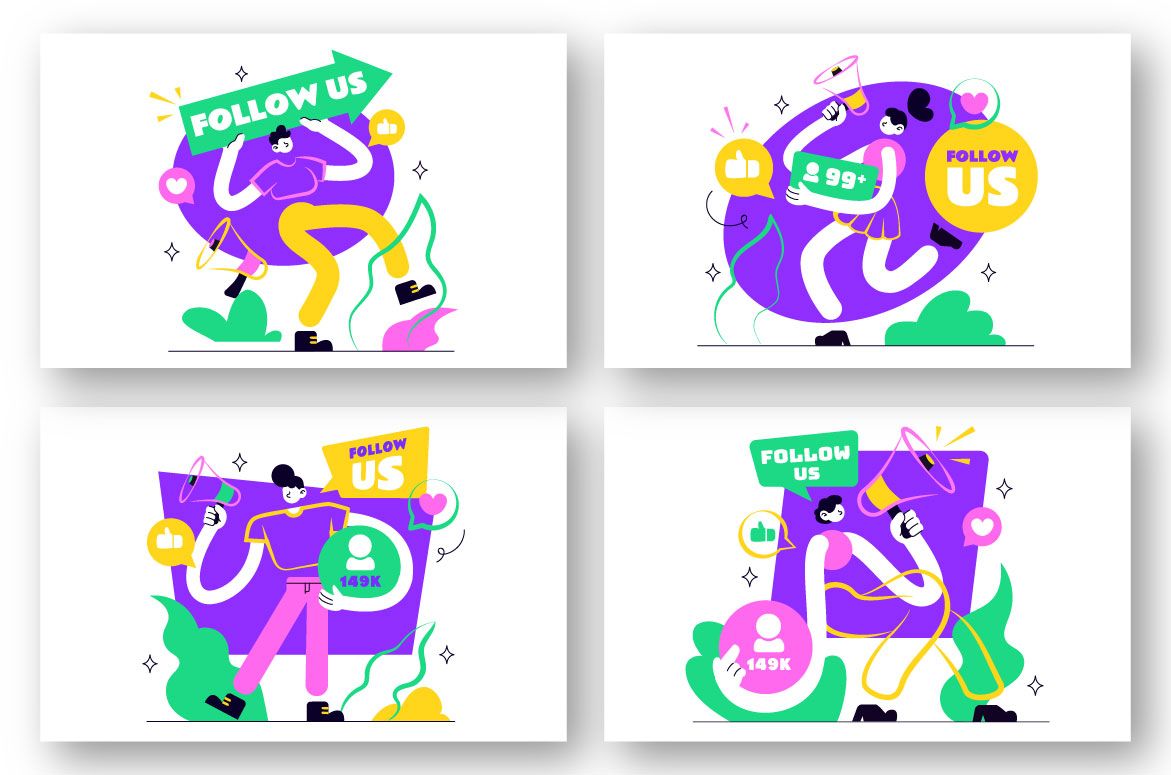 6 Siga-nos Ilustração Vetorial
