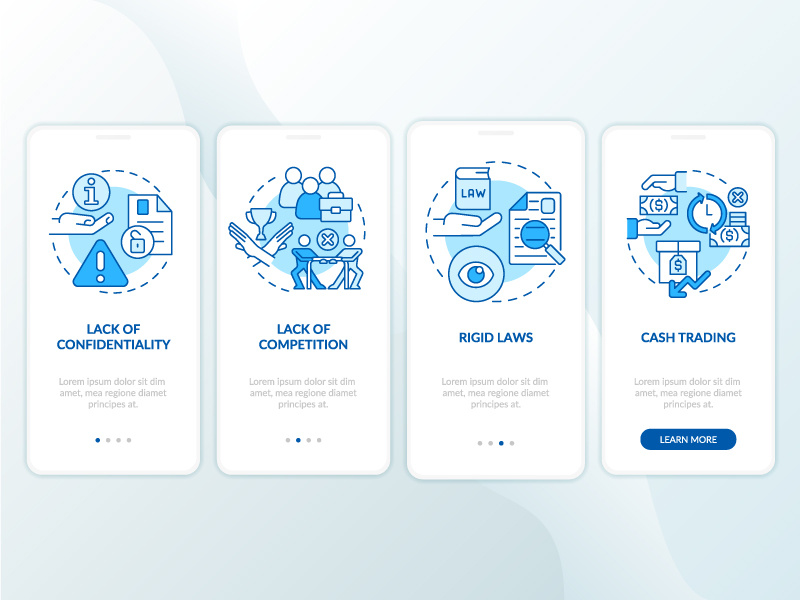 Disadvantages of co-ops blue onboarding mobile app screen ~ EpicPxls