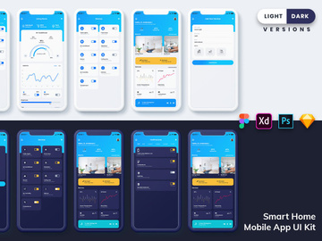 Smart Home Mobile App UI (Light & Dark)