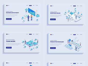 Business Isometric Concept Langding Page