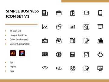 Simple Business Icon Set V1