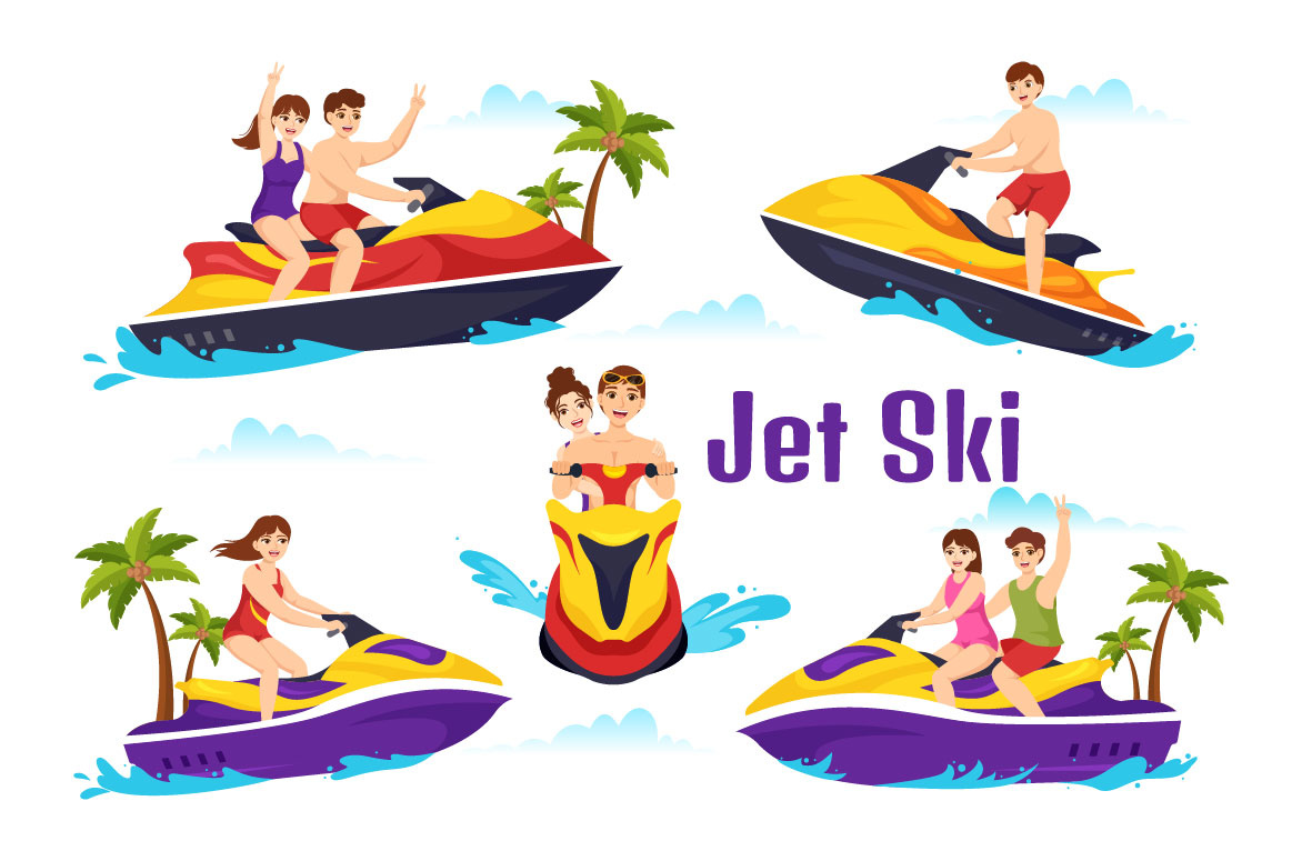 Ilustrasi 15 Orang Naik Jet Ski