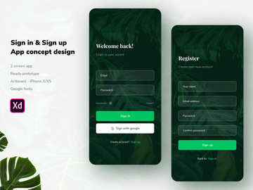 Login - Signup screen app design concept v3