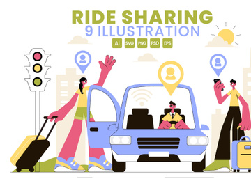 9 Ride Sharing Services Illustration