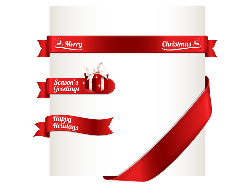 Christmas ribbon and label for promotion, tag badge vector ~ EpicPxls