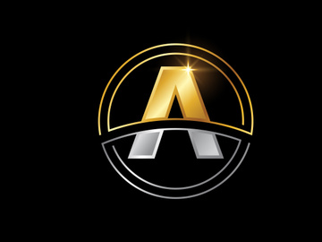 Initial English alphabet with circle frame. Golden and silver color alphabet symbol for corporate business identity