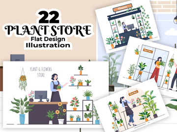 22 Flowers Store and Plants Shop Background Illustration