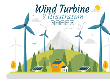 9 Sustainable Wind Turbine Illustration