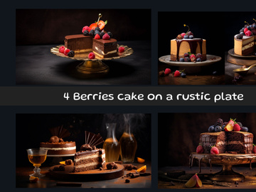 Berries cake on a rustic plate