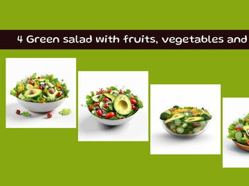 Green salad with fruits, vegetables and herbs