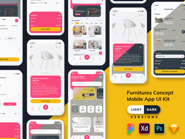 Furniture Mobile App UI Kit (Light & Dark)