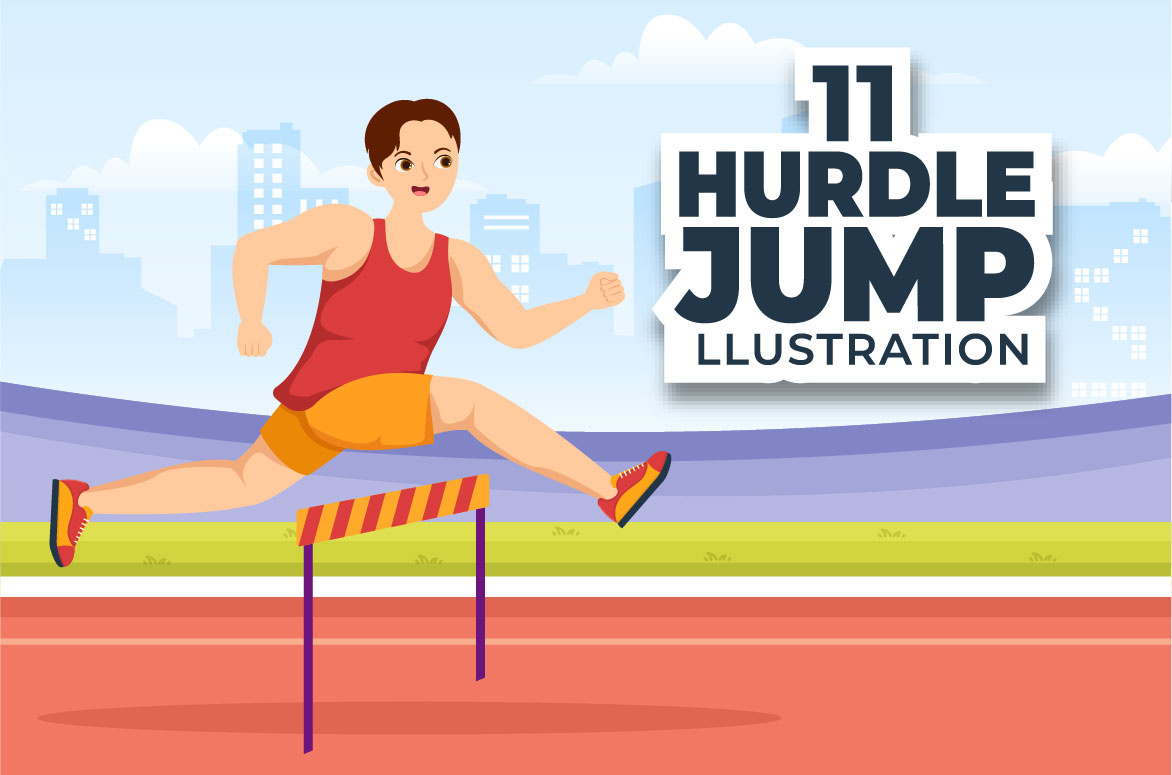 11-Hürden-Langstreckenlauf-Sportler-Illustration