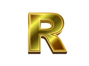 3d golden letter. Luxury gold English alphabet on white background