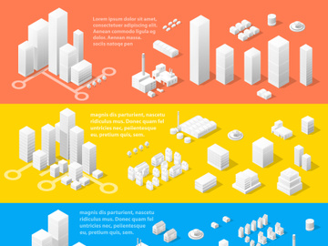 Isometric view of large modern city