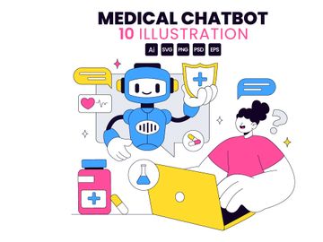 10 Medical Chatbot Vector Illustration