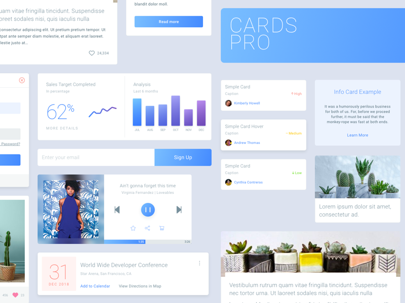 Basic Ui Cards Cards Pro - Free UI Kit by Kuldeep Sharma ~ EpicPxls