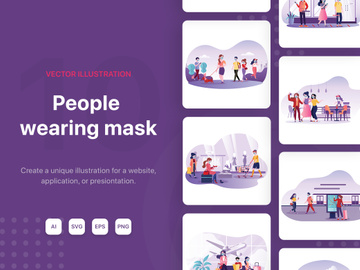 M105_People wearing mask Illustrations