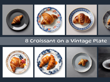 Croissant on a Vintage Plate