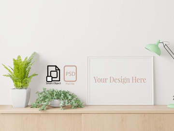 Frame mockup on the cabinet in interior