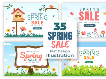 35 Spring Sale Blossom Flowers Background Illustration
