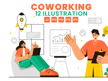 12 Coworking Business Illustration