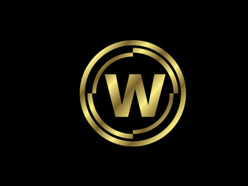 Golden English alphabet with golden circle frames. English alphabet, vector illustration