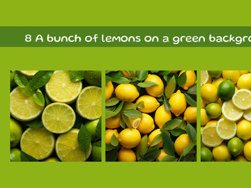 A bunch of lemons on a green background