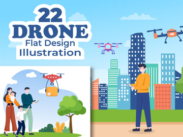 22 Drone with Camera Remote Illustration