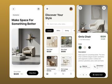 Modern Furniture App UI/UX Design – Minimal & Premium Mobile Exp