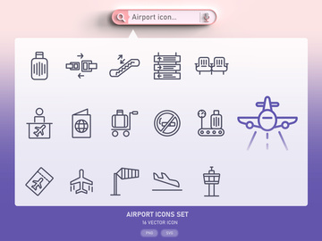 Airport and travel icon set