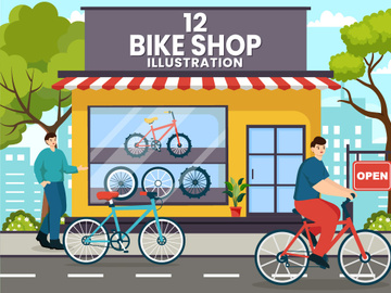 12 Bike Shop Illustration