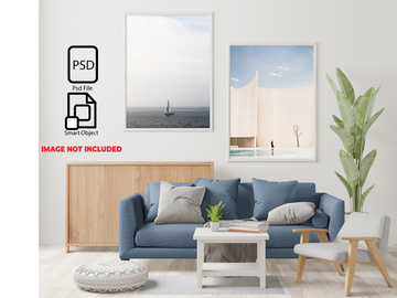 Interior concept in a frame mockup