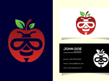 Abstract bee apple logo sign symbol on white background. Bee and apple illustration logo,