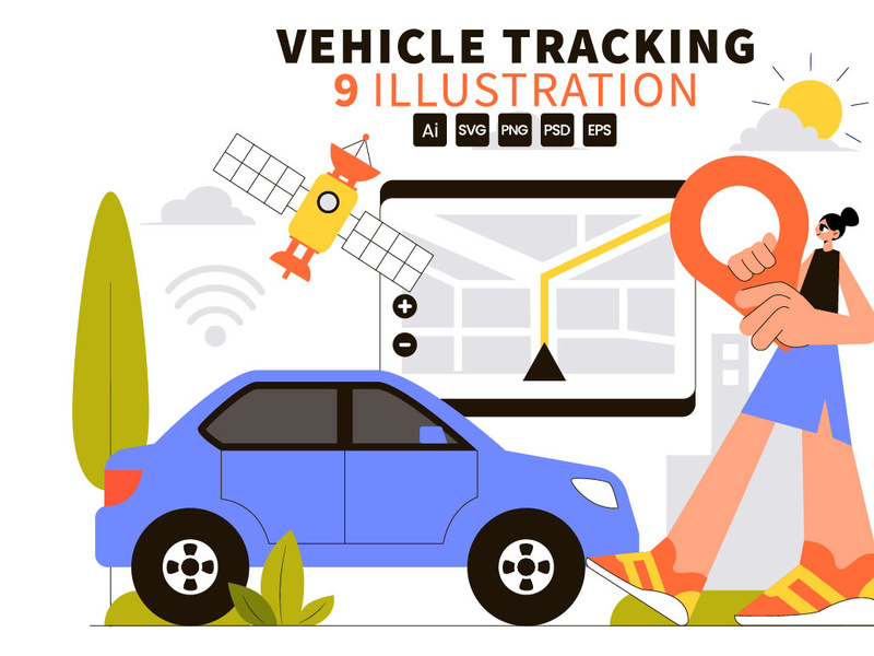 9 Smart Vehicle Tracking Illustration by denayuneep ~ EpicPxls
