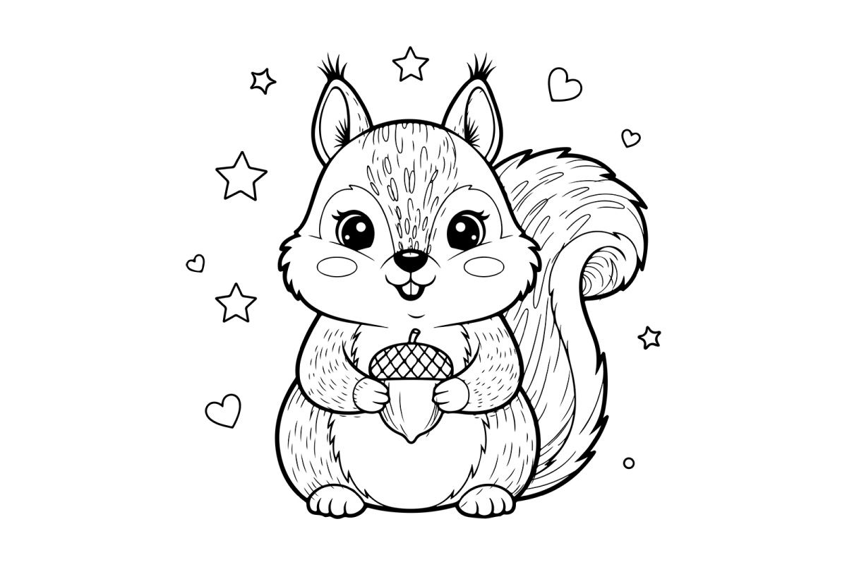 Cute squirrel holding ice cream vector illustration