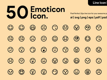 50 Emoticon Line Icon