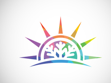 Air conditioner low poly logo sign symbol. Hot and cold symbol