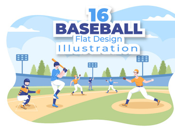 16 Baseball Player Sports Illustration