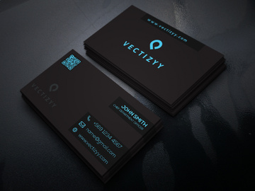 Black and Blue Corporate Business Card Design Template