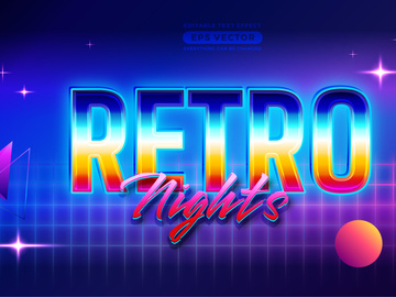 Retro Nights Text Effect with theme vibrant neon light concept for trendy flyer, poster and banner template promotion