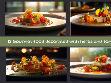 Gourmet food decorated with herbs and tomatoes