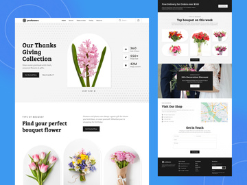 Pro flowers landing page UI kit template.