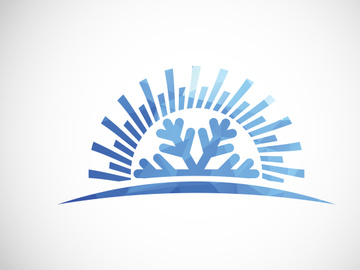 Air conditioner low poly logo sign symbol. Hot and cold symbol