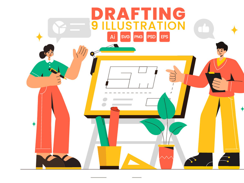 9 Drafting Working Illustration by denayuneep ~ EpicPxls