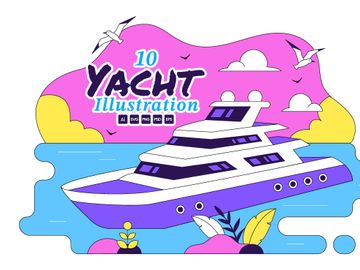 10 Luxury Yacht Tropical Illustration