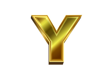 3d golden letter. Luxury gold English alphabet on white background