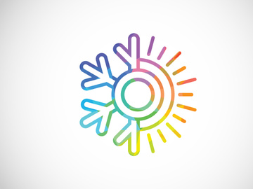 Air conditioner low poly logo sign symbol. Hot and cold symbol