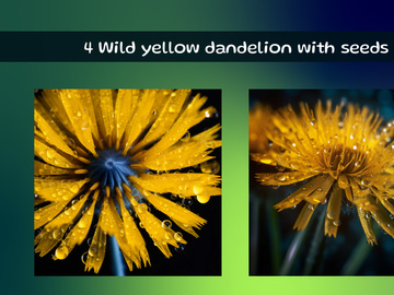 Wild yellow dandelion with seeds