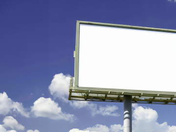 Billboard blank with blue sky for advertisement spring sunny day