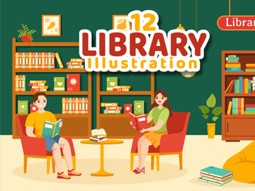 12 Library Vector Illustration